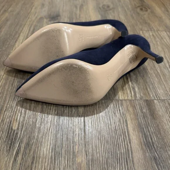 Gianvito Rossi Blue Suede Manolo Blahnik Pointed Toe Pumps - Picture 6 of 11